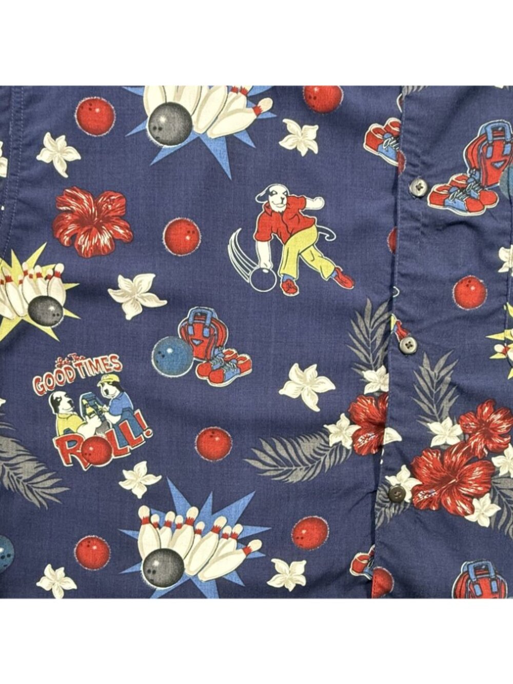 Big Dogs Tropical Dogs Bowling Novelty Hawaiian Camp Shirt Dadcore Mens L NWT - Picture 3 of 7